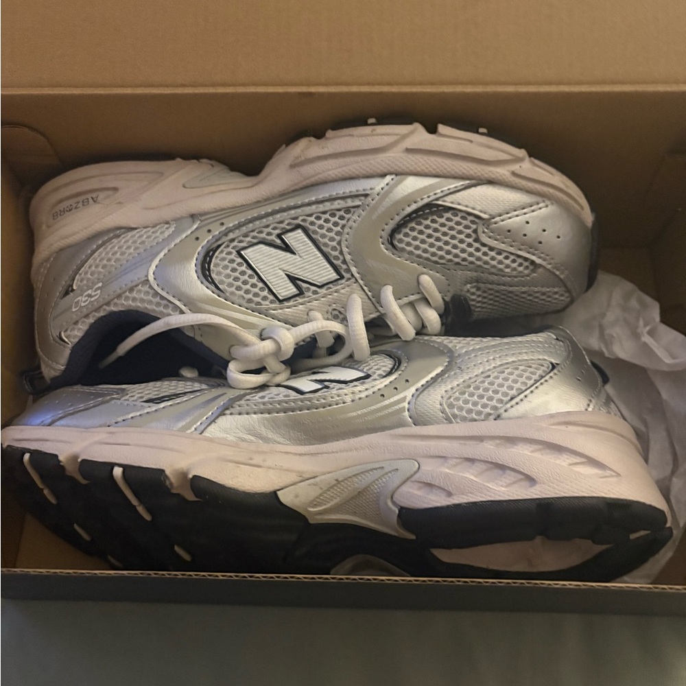New Balance Kids Metallic Silver Sneakers
